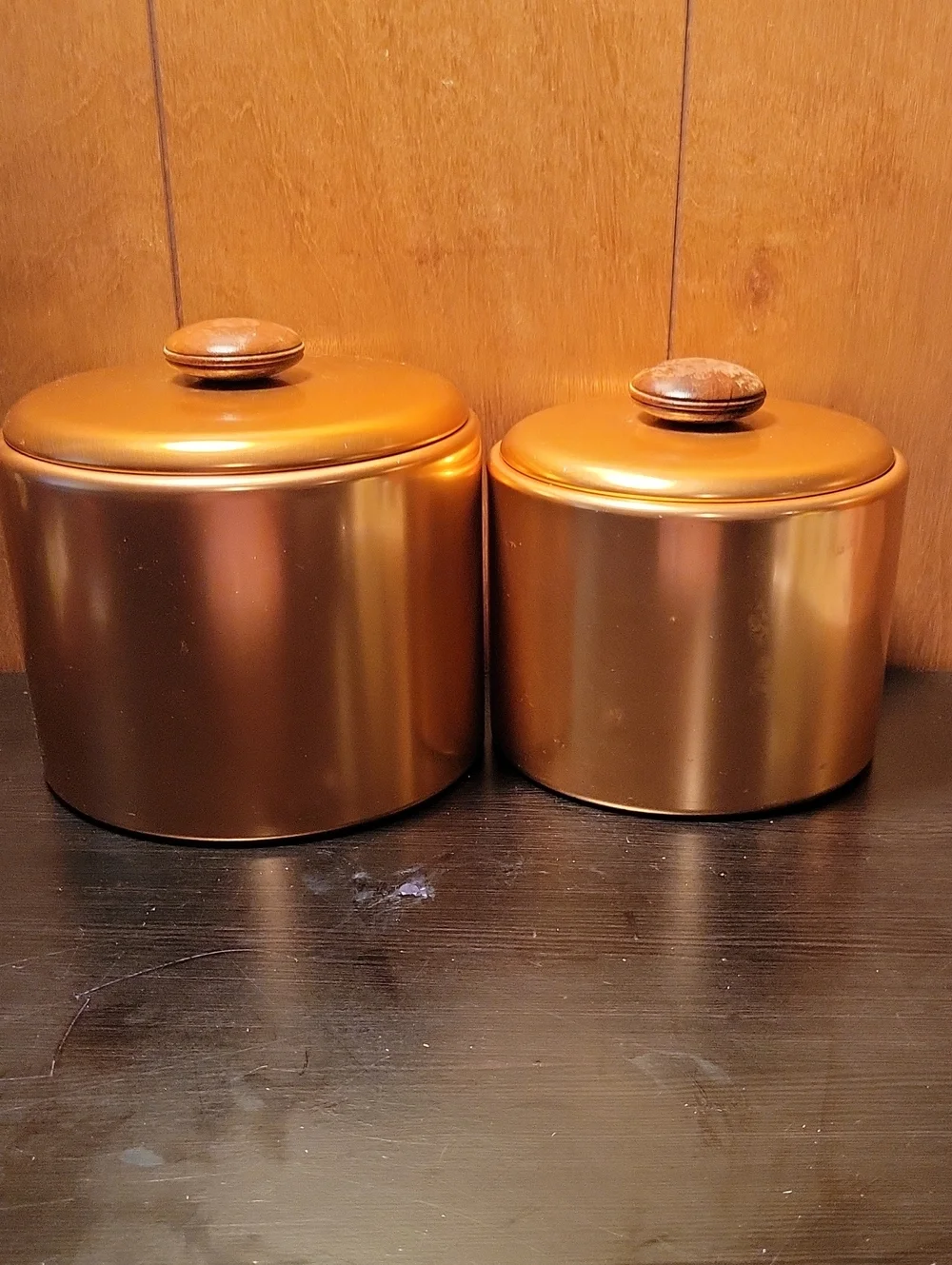 Vintage Mirro Copper Tone Metal Canister Set - 2 Pieces